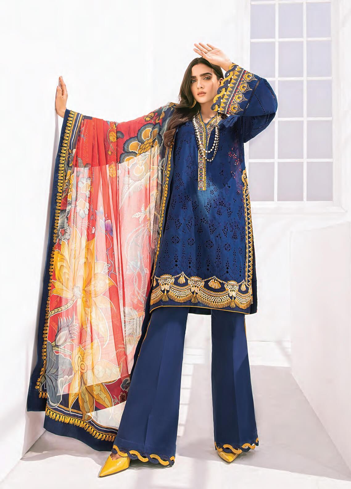 Baroque Fuchsia Embroidered Lawn 100% Original