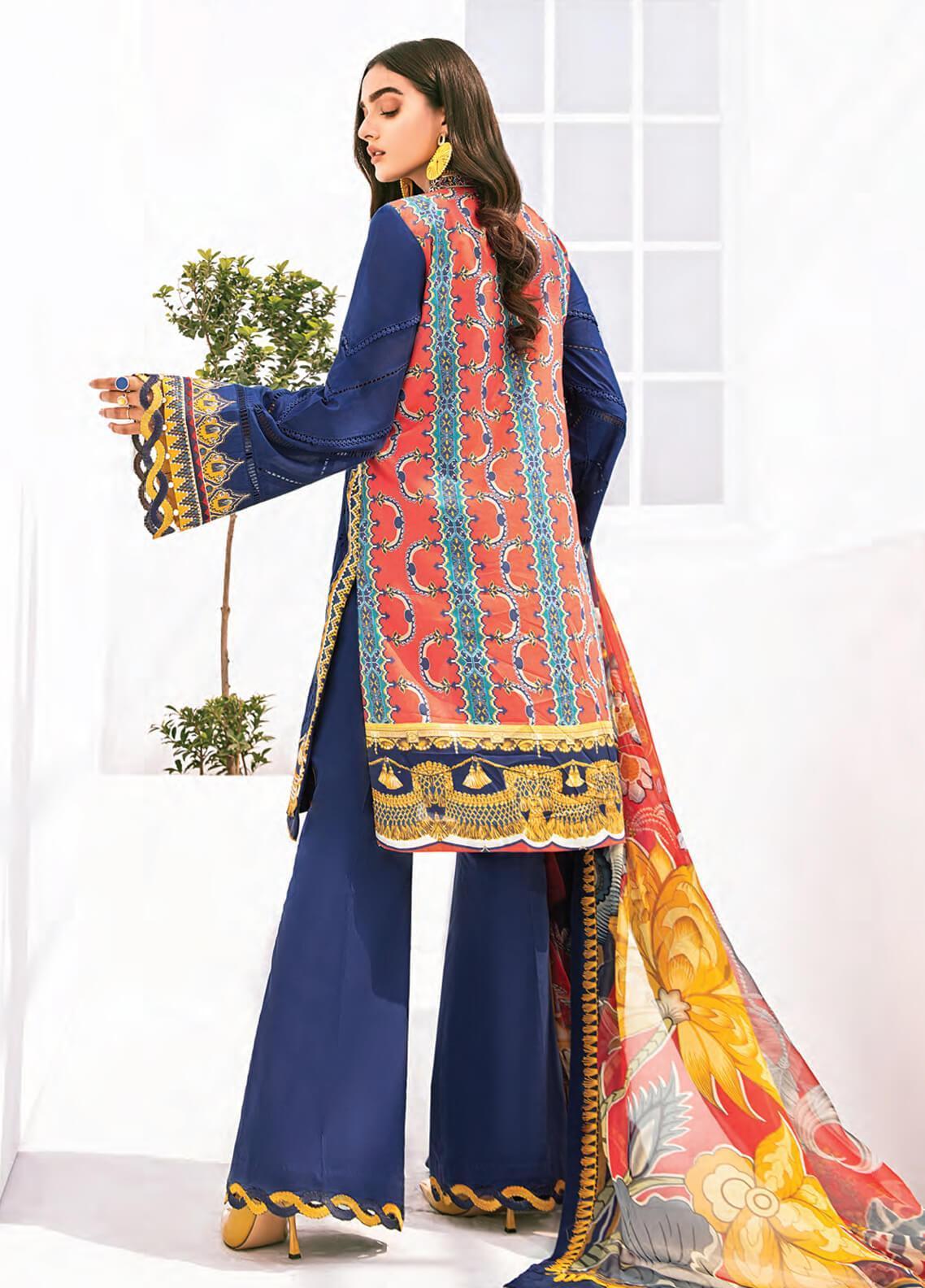 Baroque Fuchsia Embroidered Lawn 100% Original