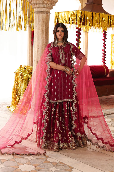 3-PC Embroidered Raw-Silk Suit by Charizma