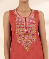 Sapphire Daily Red Embroidered Lawn Suit - Dupatta
