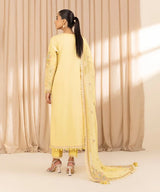 Sapphire Yellow Embroidered Textured Lawn Suit - Details