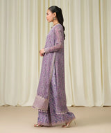 Sapphire Luxe Embroidered Chiffon 3 Piece Suit Mauve - Side