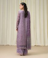 Sapphire Luxe Embroidered Chiffon 3 Piece Suit Mauve - Back