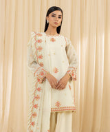 Sapphire Luxe Off White Embroidered Karandi Suit - Details