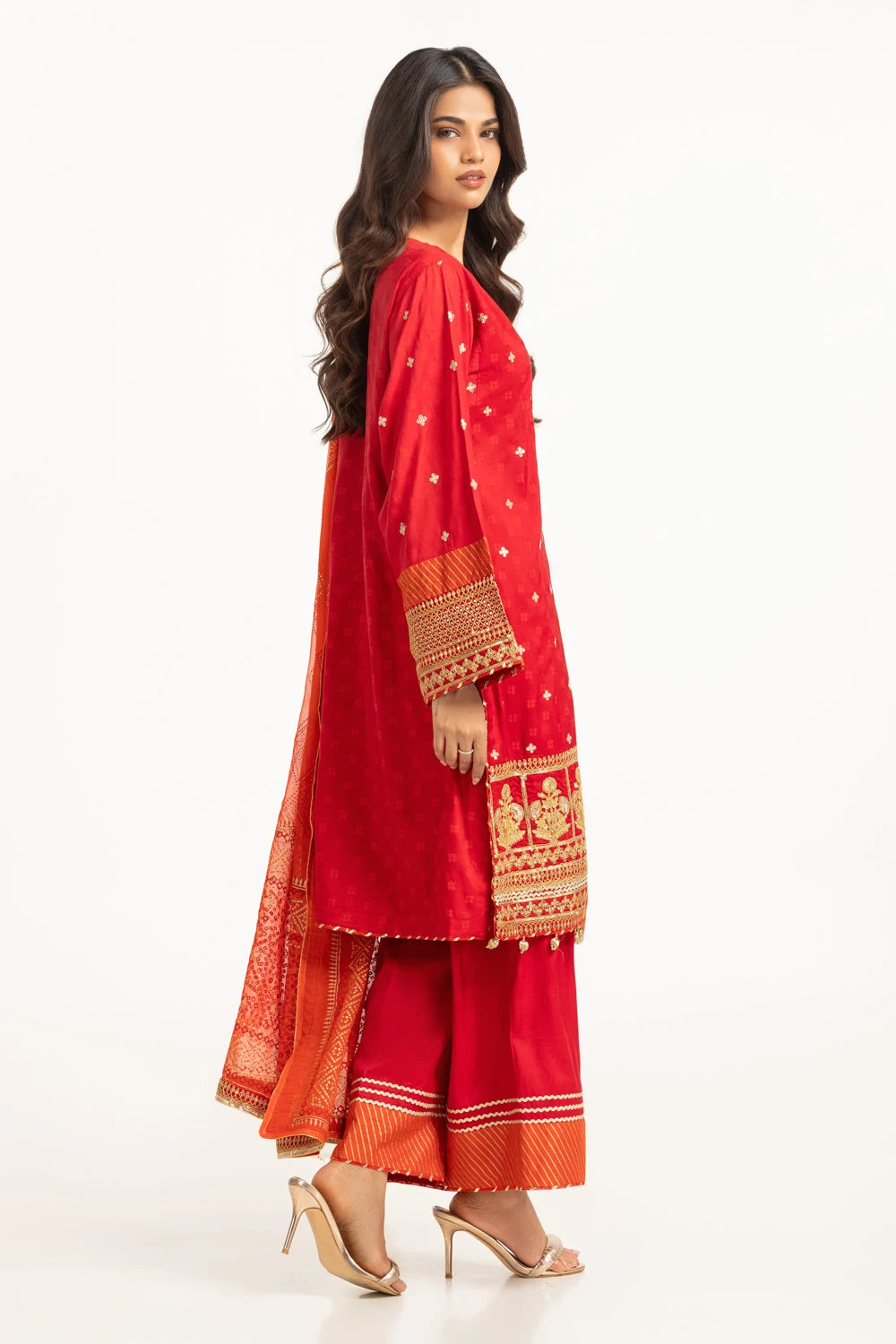 Gul Ahmed Raw Silk Embroidered Suit