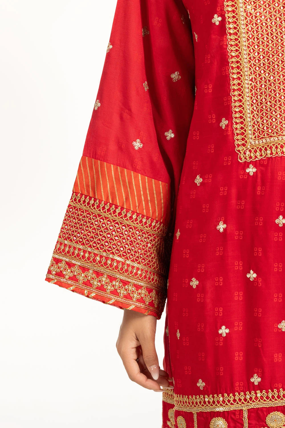 Gul Ahmed Raw Silk Embroidered Suit