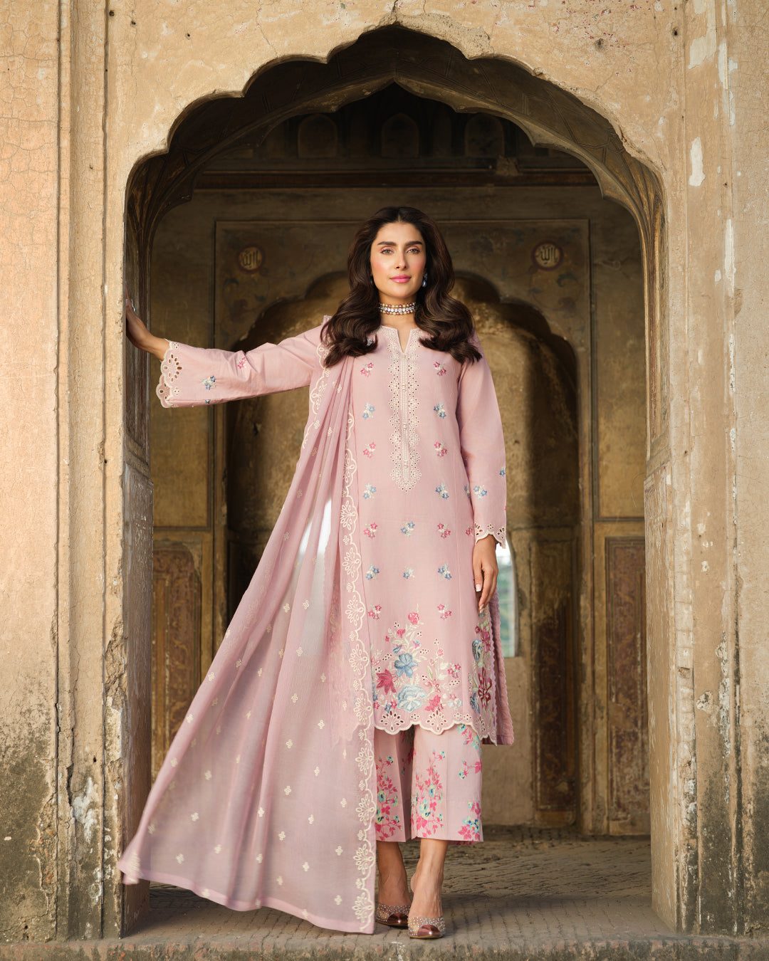 LimeLight 3 Piece Cambric Suit-Embroidered