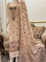 New Pure Chiffon Resham Thread Embroidered With Stitched Maate Sequins