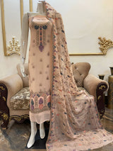 New Pure Chiffon Resham Thread Embroidered With Stitched Maate Sequins