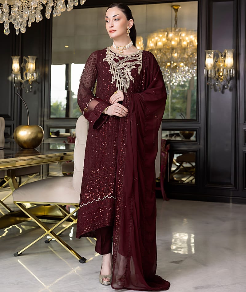 knee length dresses for ladies Merakish Luxury Chiffon Collection – myshopusa.com