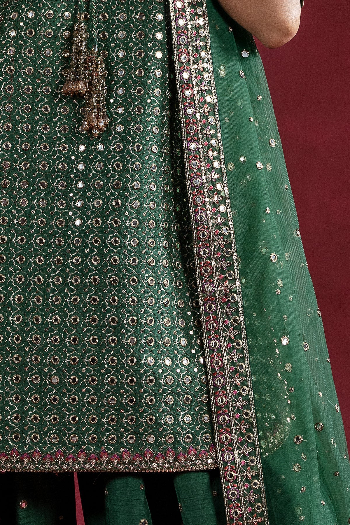 3-PC Embroidered Raw-Silk Suit by Charizma