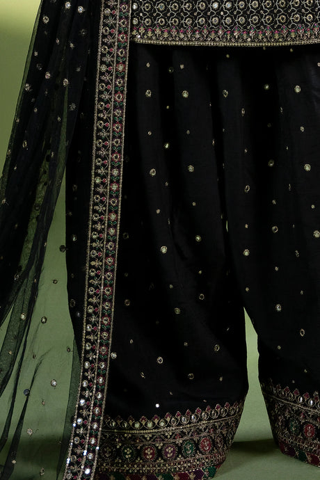 3-PC Embroidered Raw-Silk Suit by Charizma