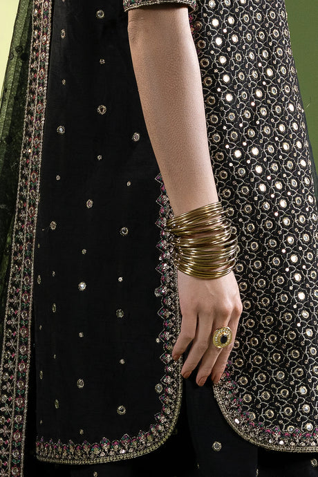 3-PC Embroidered Raw-Silk Suit by Charizma