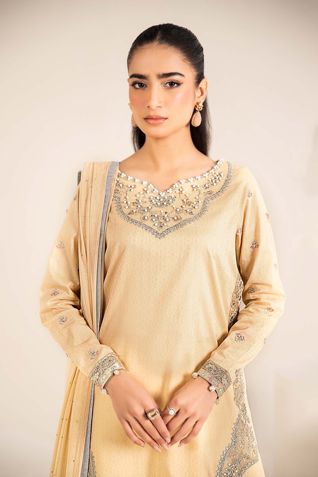 Maria. B. Embroidered Dobby Lawn Suit