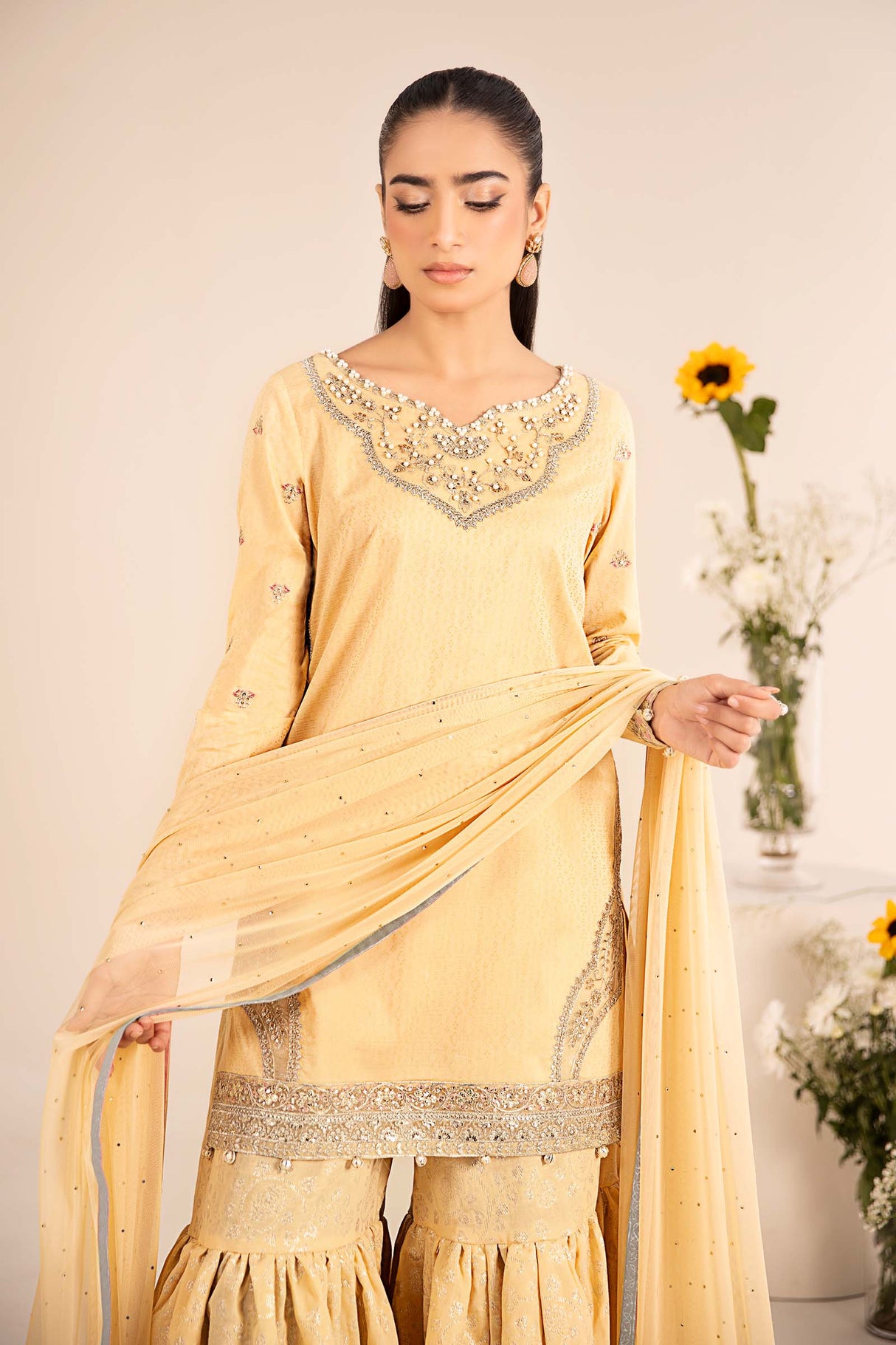Maria. B. Embroidered Dobby Lawn Suit