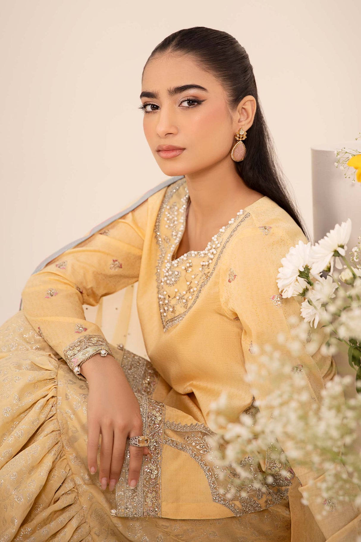 Maria. B. Embroidered Dobby Lawn Suit