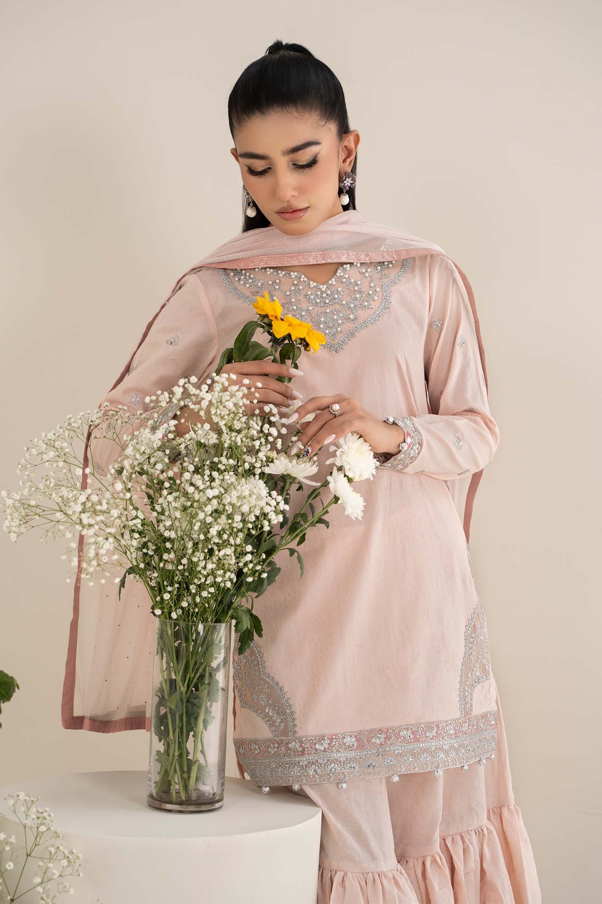 Maria. B. Embroidered Dobby Lawn Suit