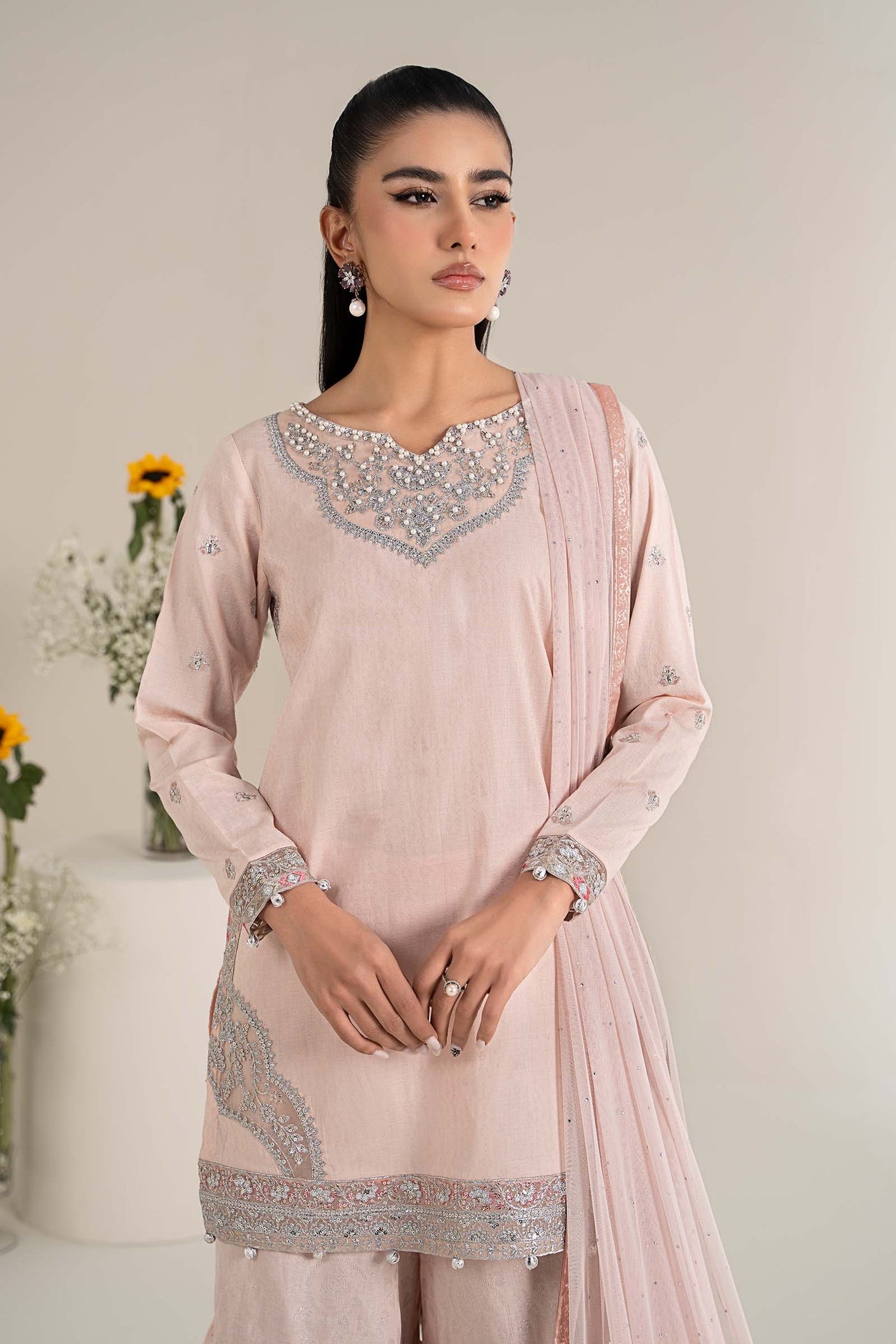 Maria. B. Embroidered Dobby Lawn Suit