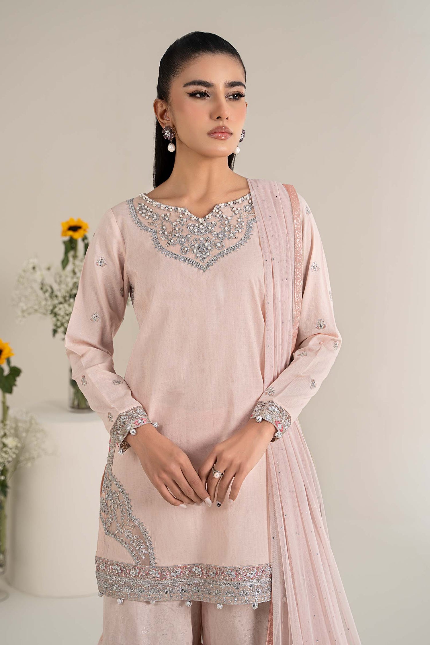 Maria. B. Embroidered Dobby Lawn Suit