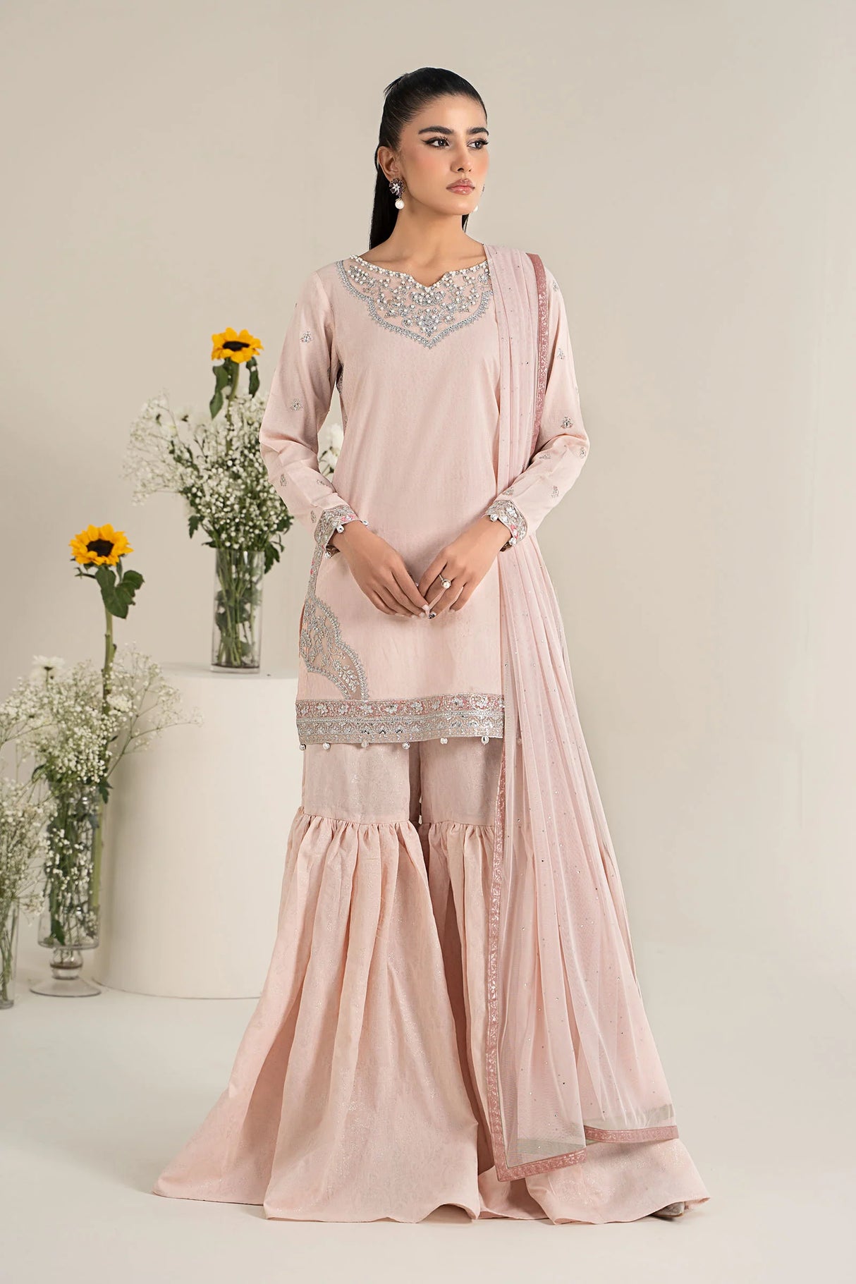 Maria. B. Embroidered Dobby Lawn Suit