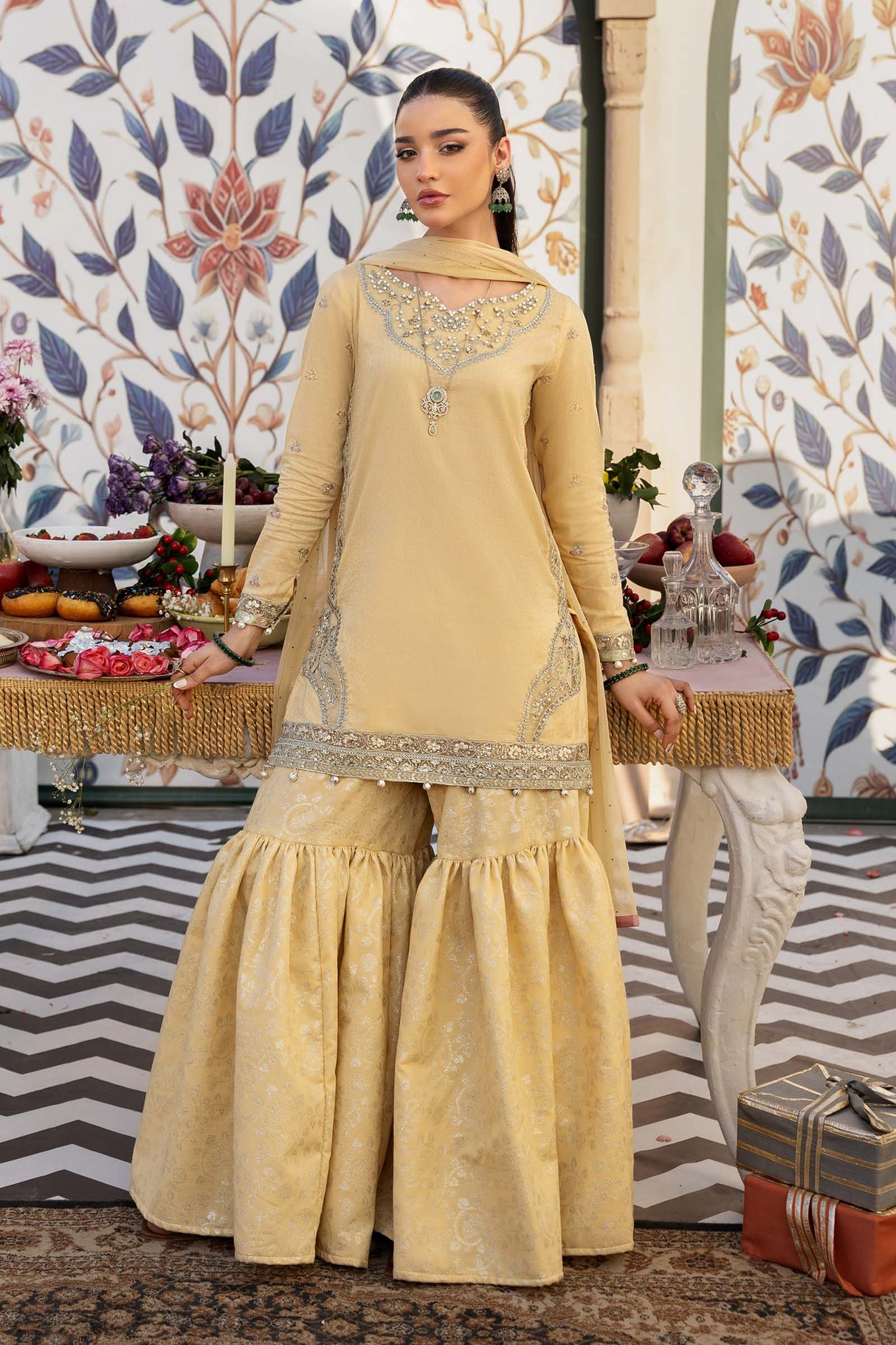 Maria. B. Embroidered Dobby Lawn Suit