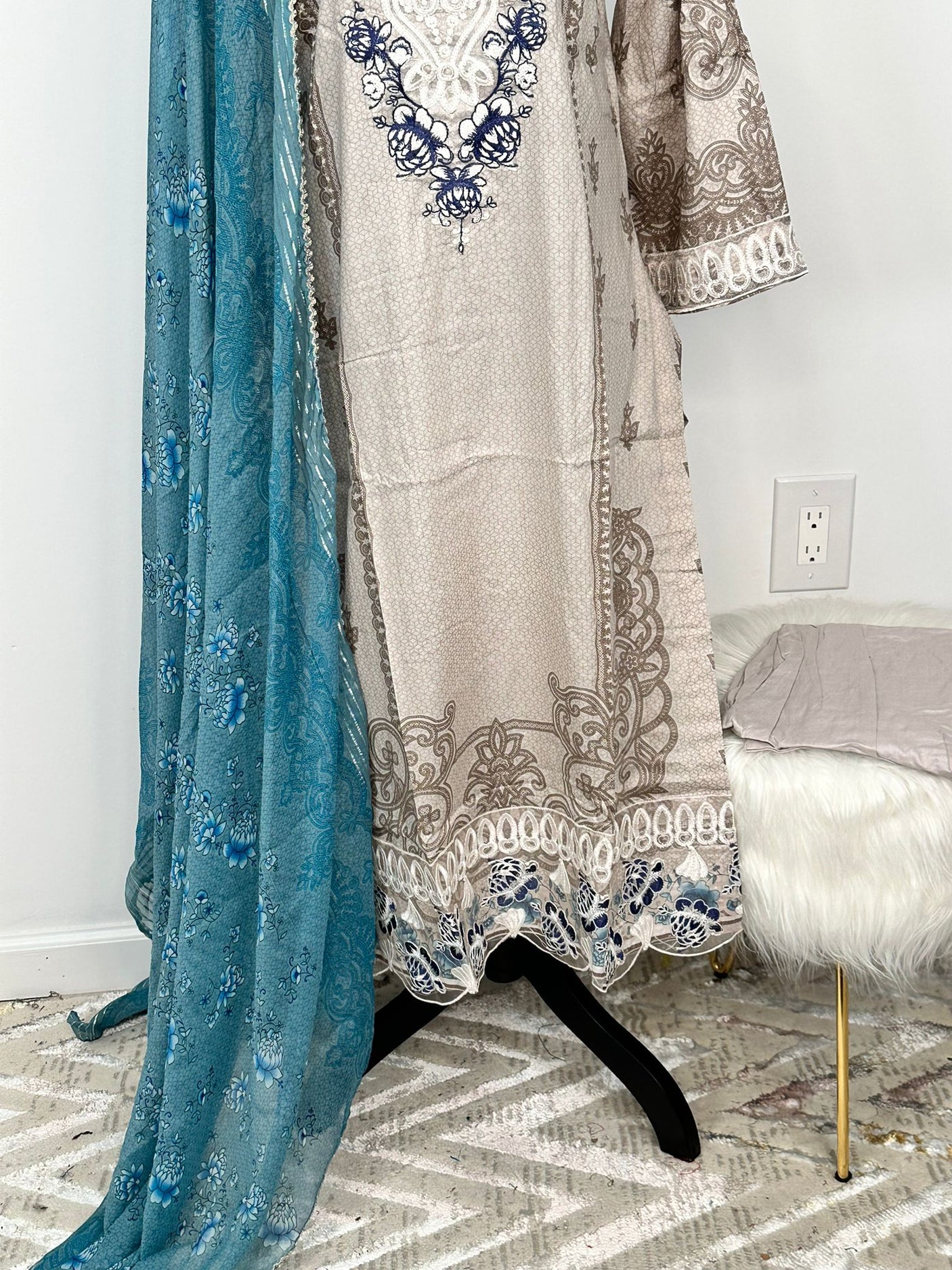 Pakistani Embroidered Lawn  ready to ship.