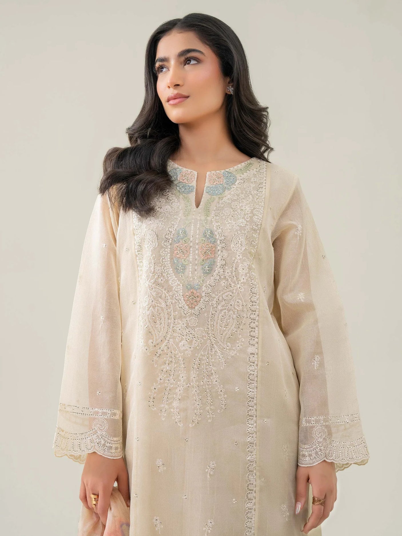 LimeLight 3 Piece Rajjo Net Suit-Embroidered