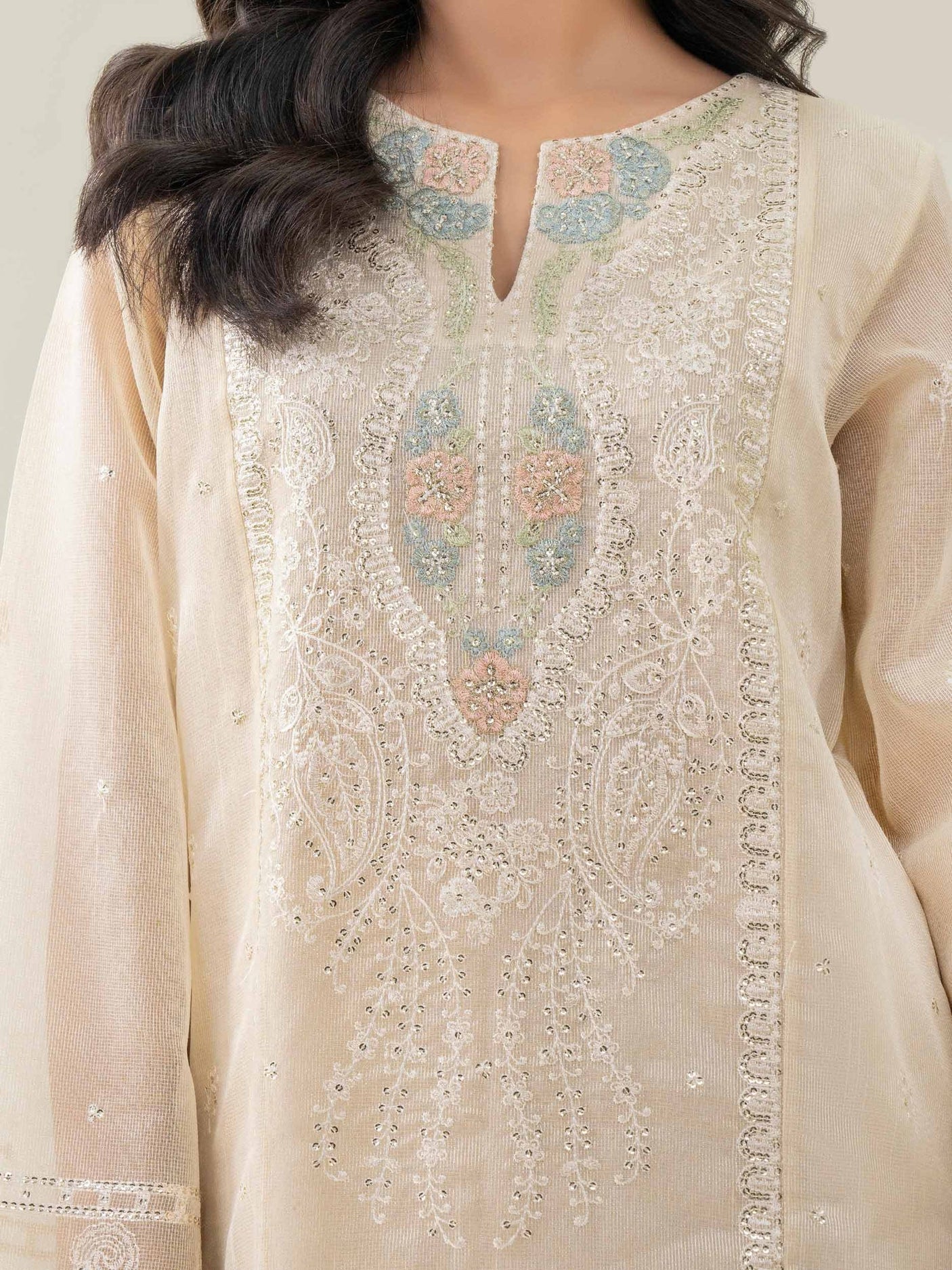 LimeLight 3 Piece Rajjo Net Suit-Embroidered