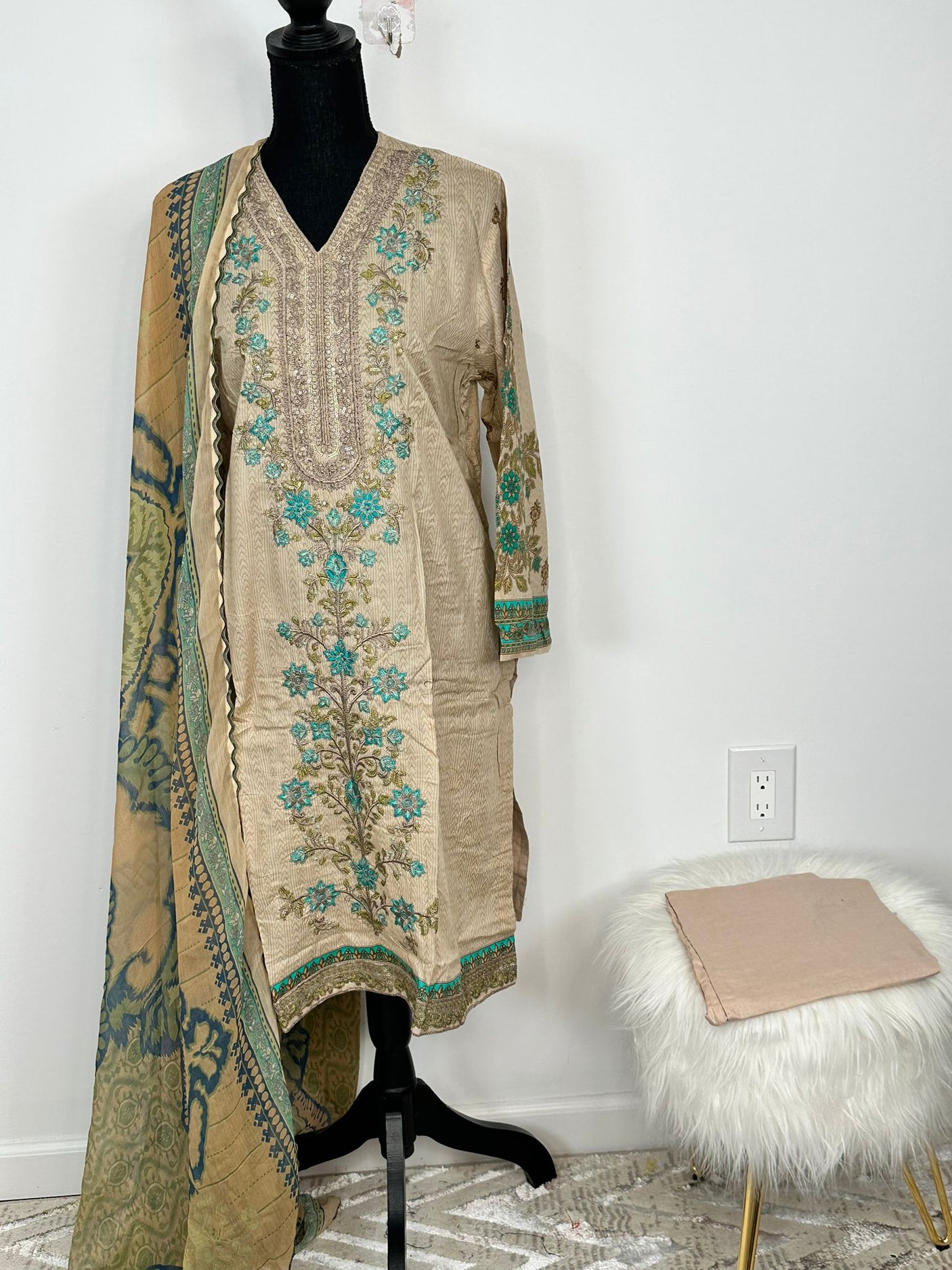 Pakistani Embroidered Luxury  Lawn ready to ship.