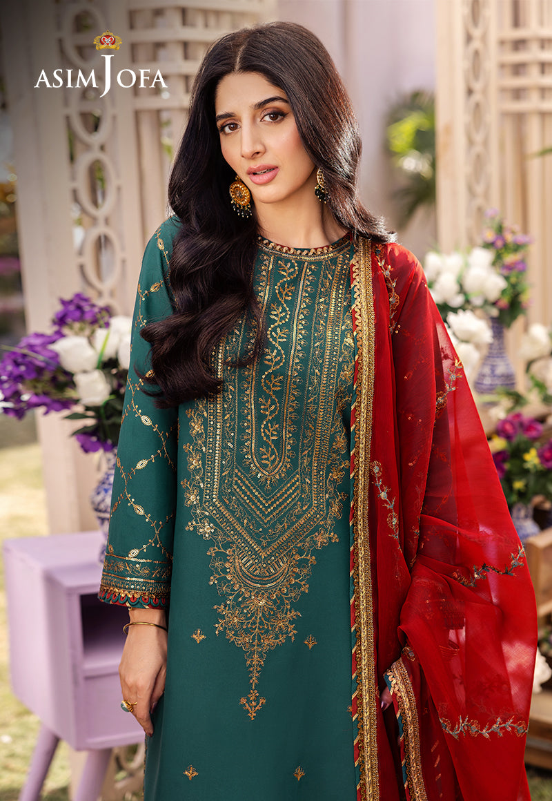 asim jofa green dress AJIM-03 EMBROIDERED CHIFFON 3 PCS main image 0