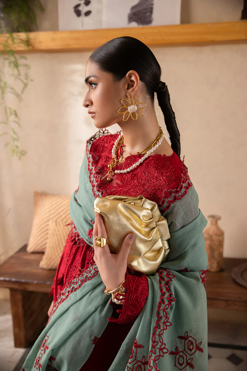 Qalamkar luxury embroidered lawn