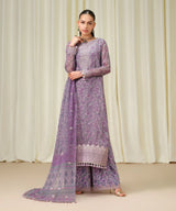 Sapphire Luxe Embroidered Chiffon 3 Piece Suit Mauve - Front