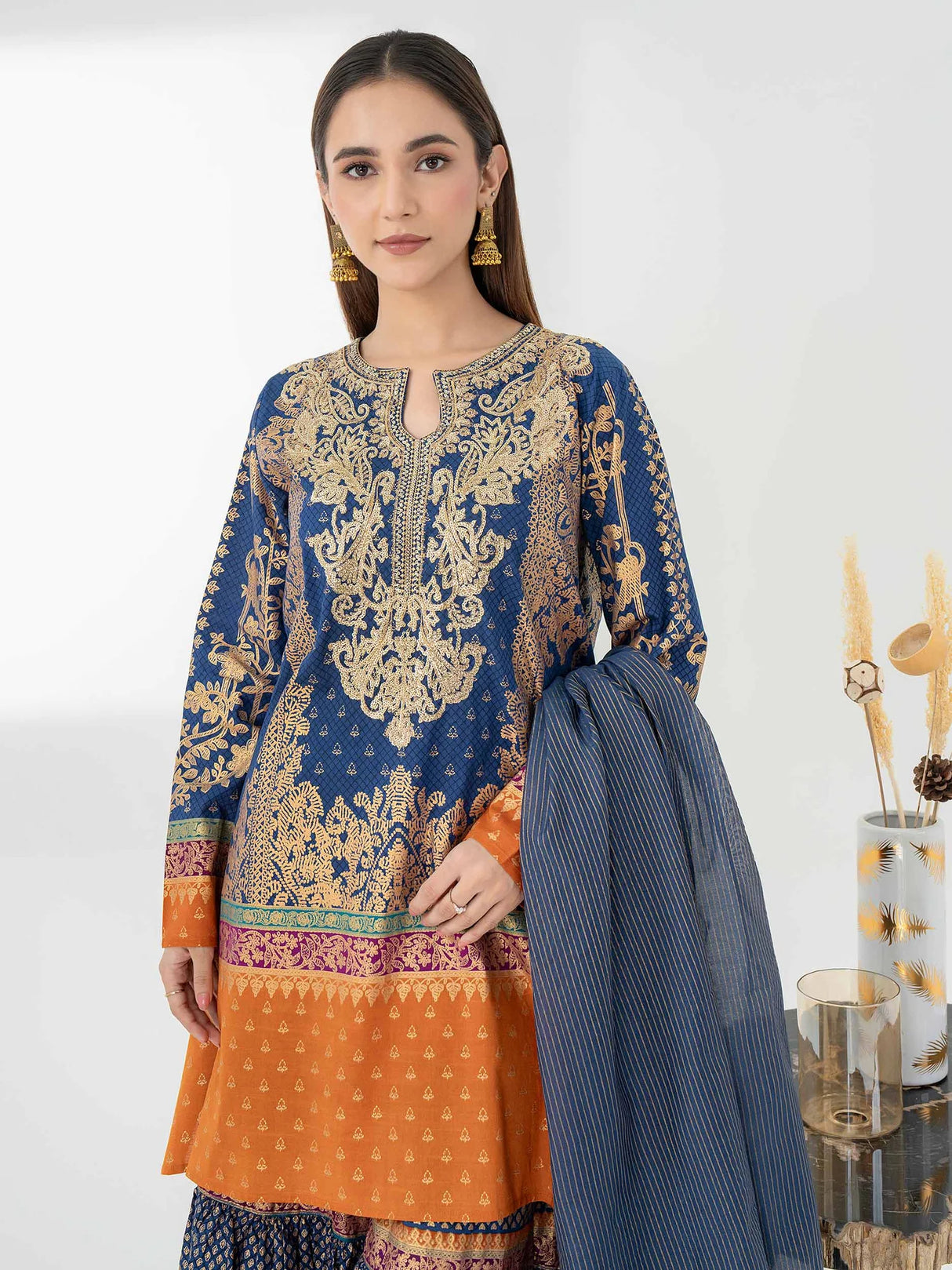 LimeLight 3 Piece Cambric Suit-Embroidered