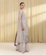 Sapphire Embroidered Organza Suit Grey - back
