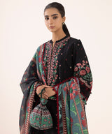 Sapphire Embroidered Cotton Satin 3 Piece Suit - Details