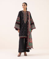 Sapphire Embroidered Cotton Satin 3 Piece Suit - Front