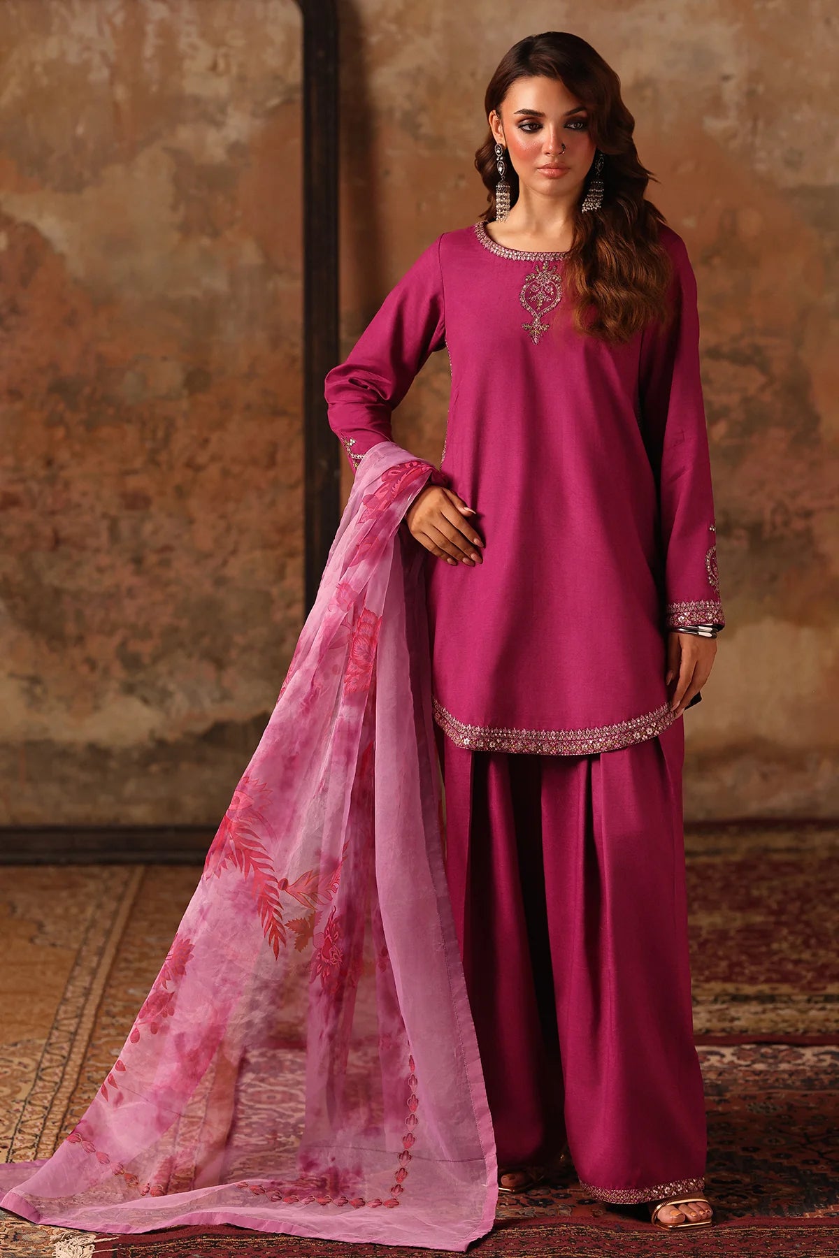Charizma Embroidered Raw-Silk Suit