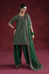 3-PC Embroidered Raw-Silk Suit by Charizma