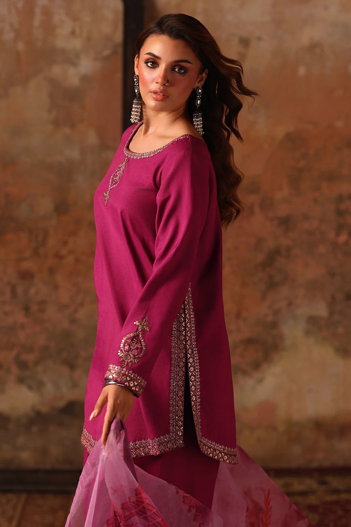Charizma Embroidered Raw-Silk Suit