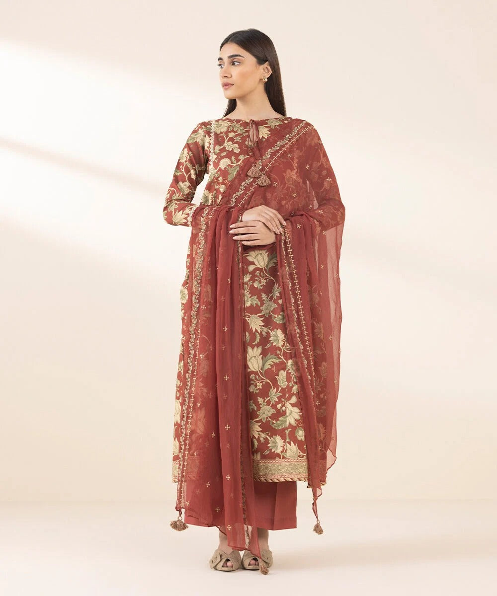 2 Piece - Embroidered Cotton Jacquard Suit