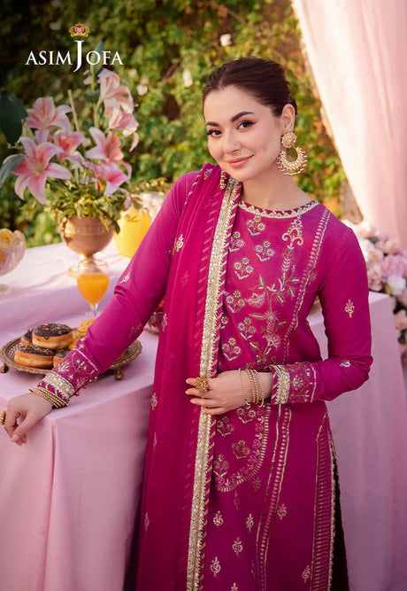 Asim Jofa Embroidered Lawn Silk suit