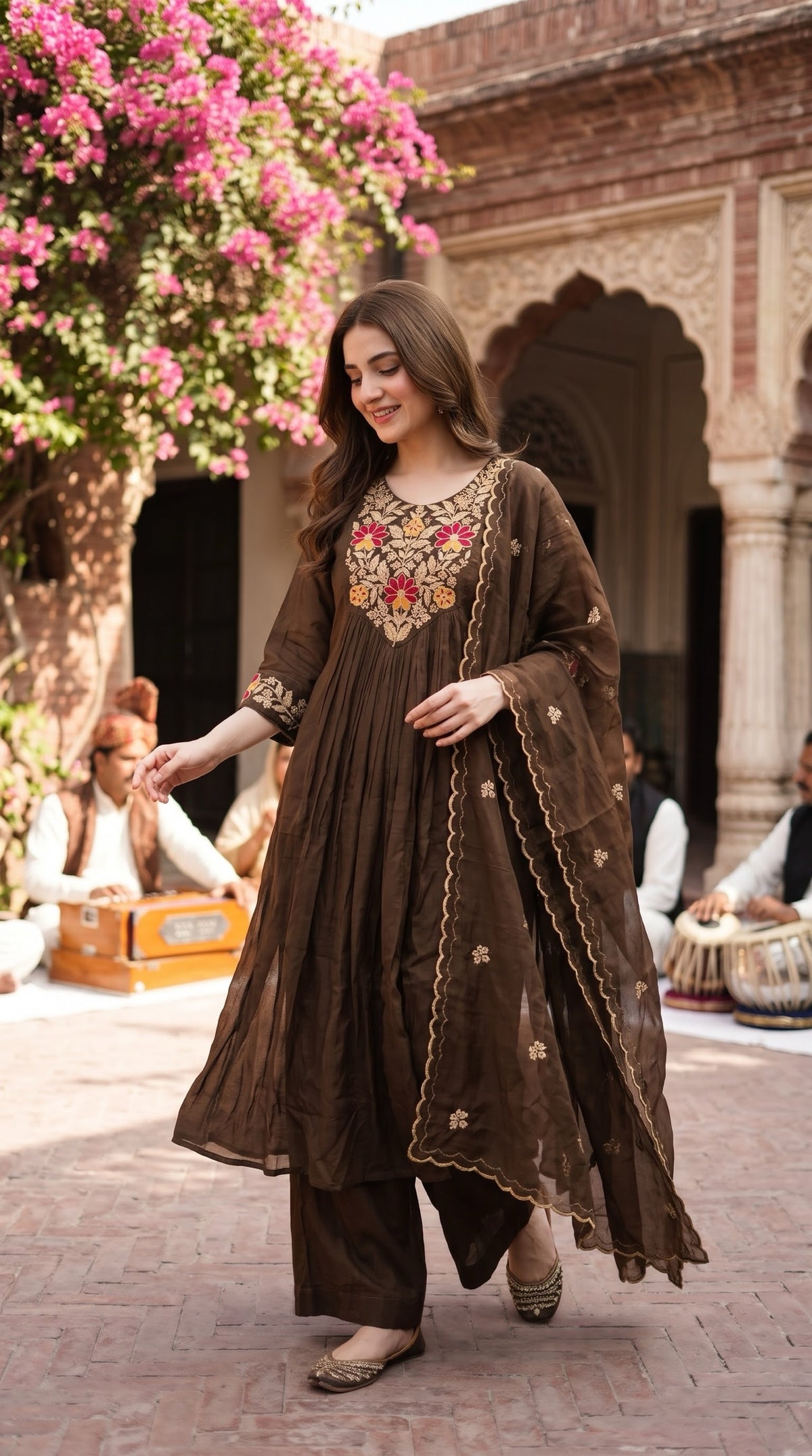 Coffee Brown Kurta Set full length
