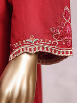 Eclair By Sadabahar Vol-3 Red - sleeve embroidery