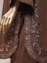 Eclair By Sadabahar Vol-3 Brown - hem embroidery
