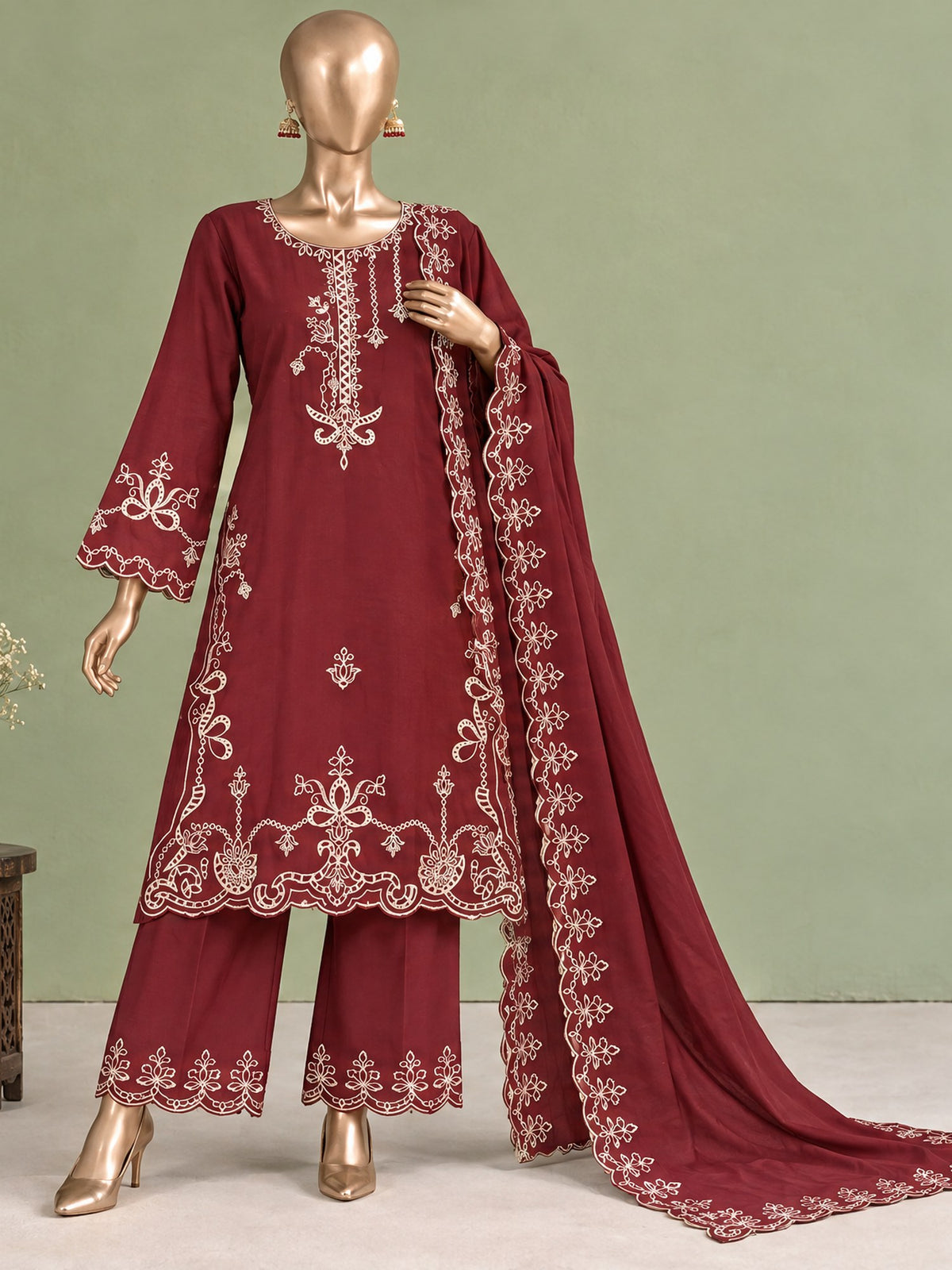 Maahi By Bin Saeed Marina Maroon - Front