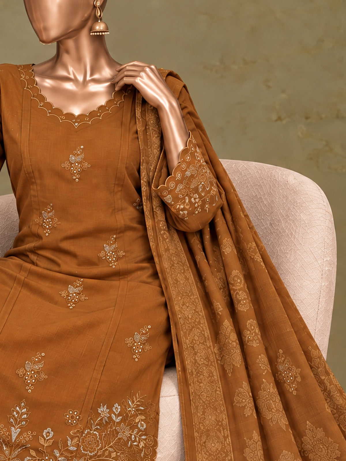 Maahi By Bin Saeed Marina Mustard - Close-up