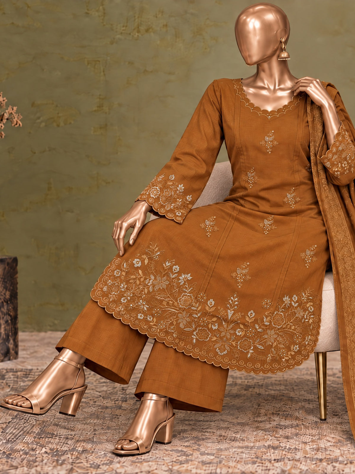 Maahi By Bin Saeed Marina Mustard - Front