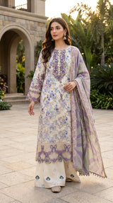 Munira Designers Dhanak Vol-07 Ivory & Lavender - full look