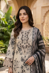 Munira Designers Dhanak Vol-07 Off-White & Grey - close-up
