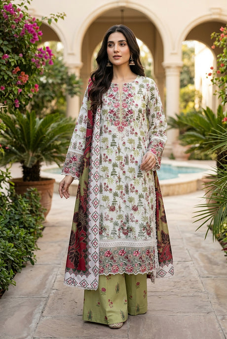 Munira Designers Dhanak Vol-07 Off-White & Red - full look